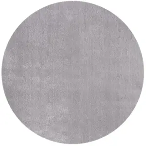 Tapis uni antidérapant lavable gris, 160 x 160 cm ronde - relax pas cher