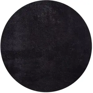 Tapis uni antidérapant lavable noir, 200 x 200 cm ronde - relax pas cher