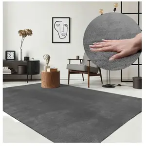 THE CARPET Tapis uni antidérapant lavable anthracite, 140 x 200 cm - relax pas cher