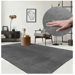 THE CARPET Tapis uni antidérapant lavable anthracite, 160 x 220 cm - relax pas cher