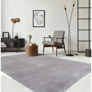 Tapis lavable et antidérapant, uni, gris, 80 x 300 cm pas cher
