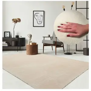 THE CARPET Tapis uni antidérapant lavable beige, 140 x 200 cm - relax pas cher