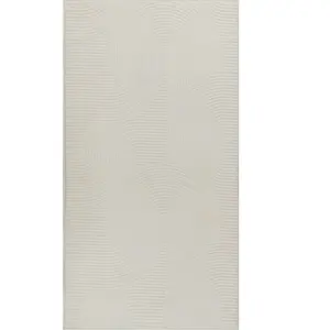 Tapis salon moderne antidérapant effet 3D, crème, 80 x 300 cm pas cher