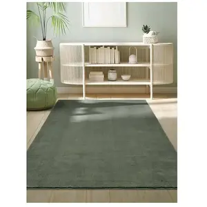 THE CARPET Tapis uni antidérapant lavable forêt, 160 x 220 cm - relax pas cher