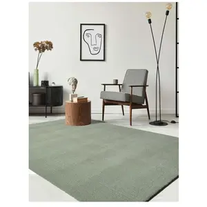 THE CARPET Tapis uni antidérapant lavable vert, 160 x 220 cm - relax