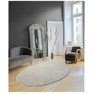 THE CARPET Tapis uni antidérapant lavable gris, 140 x 200 oval cm - relax