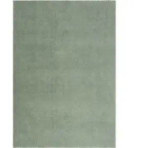 THE CARPET Tapis uni antidérapant lavable vert, 140 x 200 cm - relax