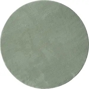 THE CARPET Tapis uni antidérapant lavable vert, 200 x 200 cm ronde - relax pas cher