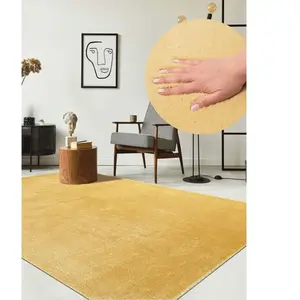 THE CARPET Tapis uni antidérapant lavable or, 140 x 200 cm - relax pas cher