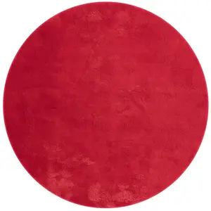 THE CARPET Tapis uni antidérapant lavable rouge, 200 x 200 cm ronde - relax pas cher