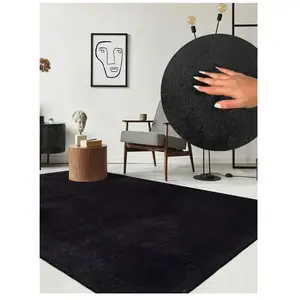 THE CARPET Tapis uni antidérapant lavable noir, 240 x 340 cm - relax pas cher