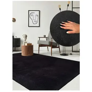 THE CARPET Tapis uni antidérapant lavable noir, 200 x 280 cm - relax