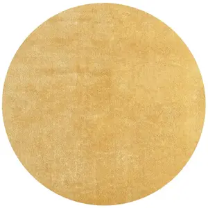 Tapis lavable et antidérapant, uni, or, 200 cm, rond pas cher