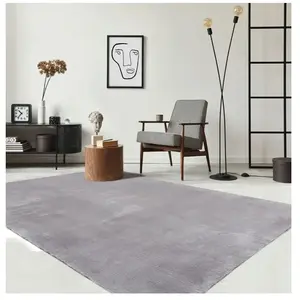 THE CARPET Tapis uni antidérapant lavable gris, 240 x 340 cm - relax pas cher