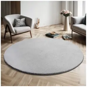 THE CARPET Tapis uni antidérapant lavable gris, 200 x 200 cm ronde - relax pas cher