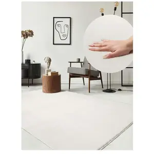 Tapis lavable et antidérapant, uni, crème, 160 x 220 cm pas cher
