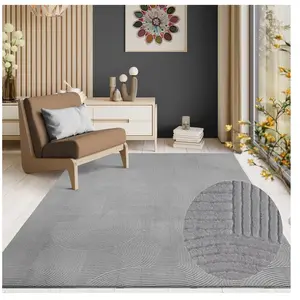 Tapis salon moderne antidérapant effet 3D, gris, 160 x 220 cm pas cher