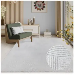 Tapis salon moderne antidérapant 3D, blanc cassé, 200 x 280 cm pas cher