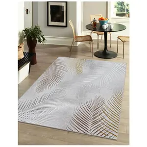 Tapis moderne poils courts palmier, gris, 160 x 230 cm pas cher