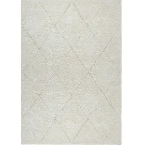 Tapis Shaggy moderne poils longs, crème, 200 x 290 cm pas cher