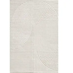 Tapis everest moderne effet haut-bas 3d - crème - 140 x 200 cm pas cher