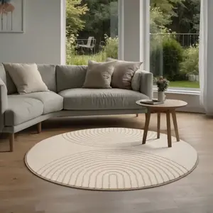 The Carpet - Elisa Tapis Salon Moderne Doux Motif Géométrique Beige pas cher