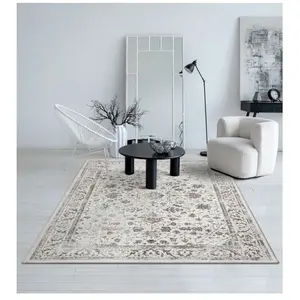 Tapis oriental vintage poils courts salon, crème, 120 x 170 cm pas cher
