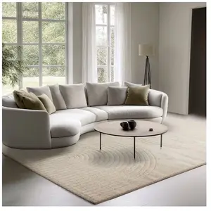 The Carpet - Elisa Tapis Salon Moderne Doux Motif Géométrique Beige pas cher