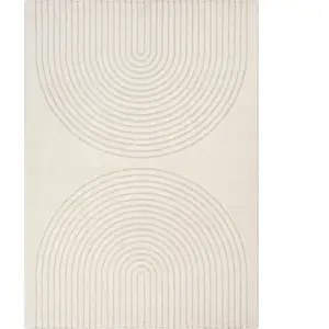 Tapis moderne haute densité de poils, crème, 160 x 220 cm pas cher