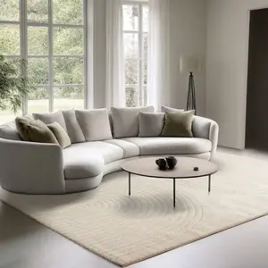 The Carpet - Elisa Tapis Salon Moderne Doux Motif Géométrique Crème pas cher