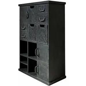 Comparateur de prix : LOBERON Commode Bissabou, noir vieilli (31.5 x 69 x 106cm)