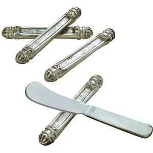 LOBERON Lot de 4 porte-couteaux Lafox, argenté vieilli (1 x 10.5 x 1.5cm) pas cher