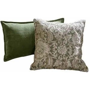 LOBERON Lot de 2 housses de coussins Plainemont, vert (40 x 40cm)Vendu parloberon