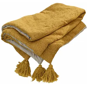 LOBERON Plaid Rabea, jaune (130 x 170cm) pas cher