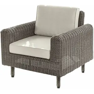 LOBERON Fauteuil Bardou, gris/crème (81.5 x 86 x 78cm) pas cher
