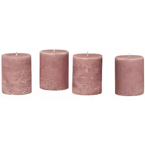 LOBERON Lot de 4 bougies Virrans, rose (8cm) pas cher