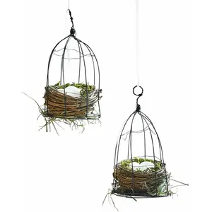 LOBERON Lot de 2 cages à oiseaux Tobyas, noir (22.5cm)Vendu parloberon