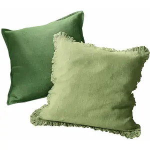 Loberon Lot de 2 Housses de Coussins Mormant, Lin - VertVendu parloberon