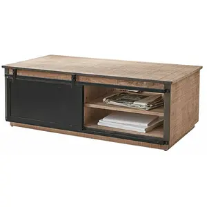 LOBERON Table basse Vulmont, marron vieilli/noir (60 x 115 x 40cm) pas cher