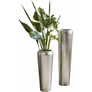 LOBERON Lot de 2 grands vases Carolan, argenté (76cm)