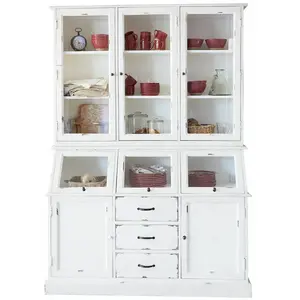 LOBERON Vaisselier Bolquère, blanc vieilli (45 x 135 x 190cm) pas cher
