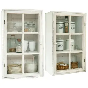 LOBERON Lot de 2 armoires suspendues Piavo, blanc vieilli (32 x 46 x 76.5cm) pas cher