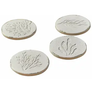 LOBERON Lot de 4 dessous de verres Kimbar, blanc vieilli (1cm) pas cher