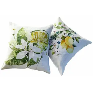 Comparateur de prix : LOBERON Lot de 2 housses de coussins Nelina, blanc/jaune (40 x 40cm)