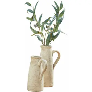 LOBERON Lot de 2 pichets décoratifs Lilette, beige vieilli (11.5 x 17 x 28cm)