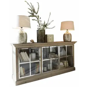LOBERON Buffet bas Keyport, marron/argenté (45 x 180 x 85cm)