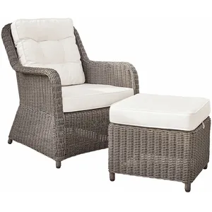 Comparateur de prix : LOBERON Fauteuil avec pouf Bromyard, gris (139 x 74 x 93cm)