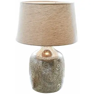 LOBERON Lampe à poser Leonarda, argenté vieilli/crème (57cm) pas cher