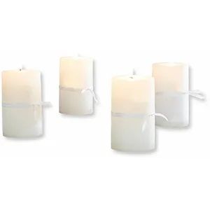 LOBERON Lot de 4 bougies Braga, crème (13cm)