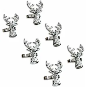 LOBERON Lot de 6 ronds de serviettes Bisoro, argenté (7cm) pas cher